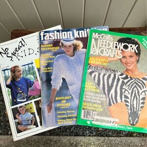 Vintage 80s magazine bundle sewing, crafting knitting needlework 80s fashion